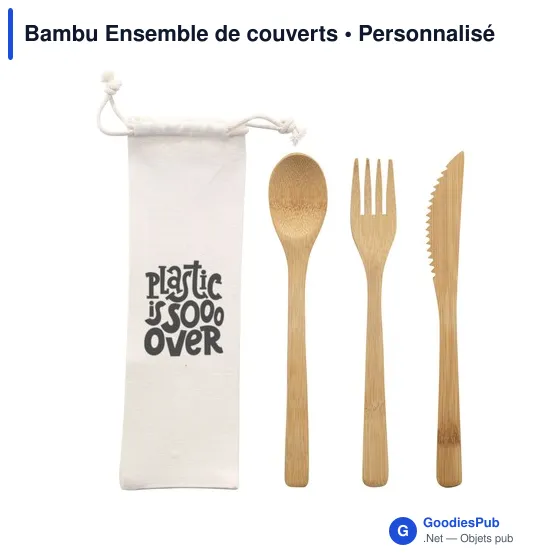 Ensemble de couverts en bambou personnalisable avec logo - Image 7