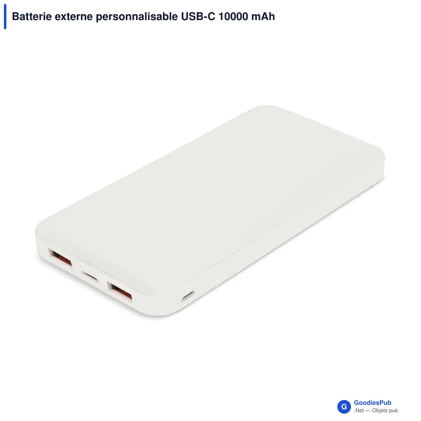 Batterie externe personnalisable USB-C 10000 mAh Power Delivery avec logo - Zenith - Image 2