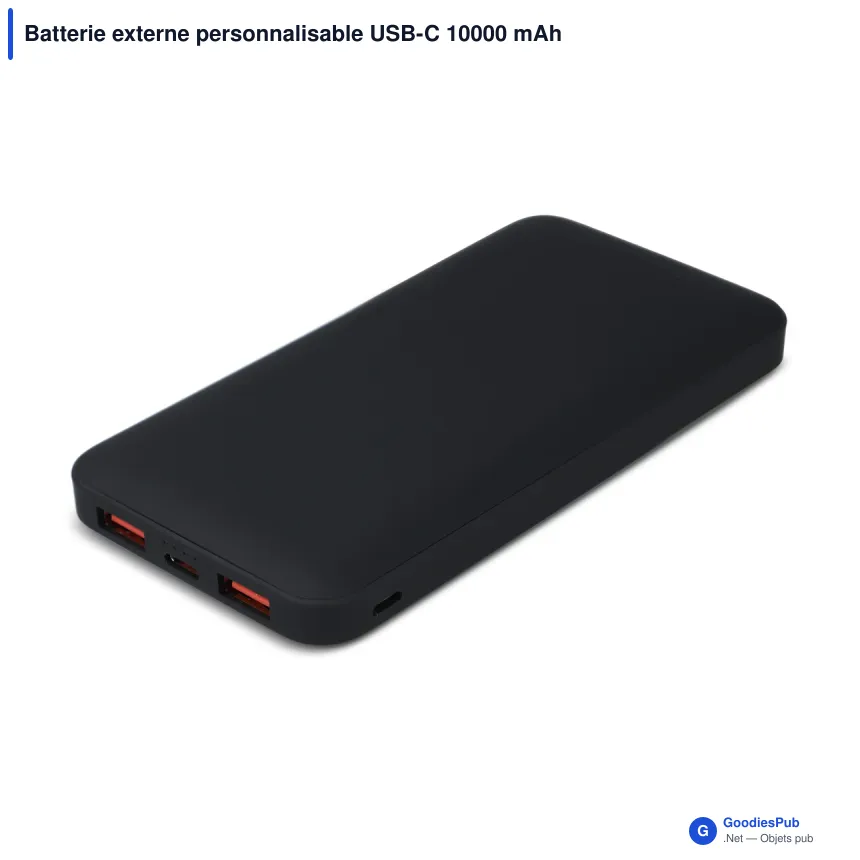 Batterie externe personnalisable USB-C 10000 mAh Power Delivery avec logo - Zenith - Image 3