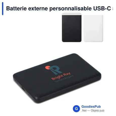 Batterie externe personnalisable USB-C 5000 mAh Power Delivery avec logo - Zenith