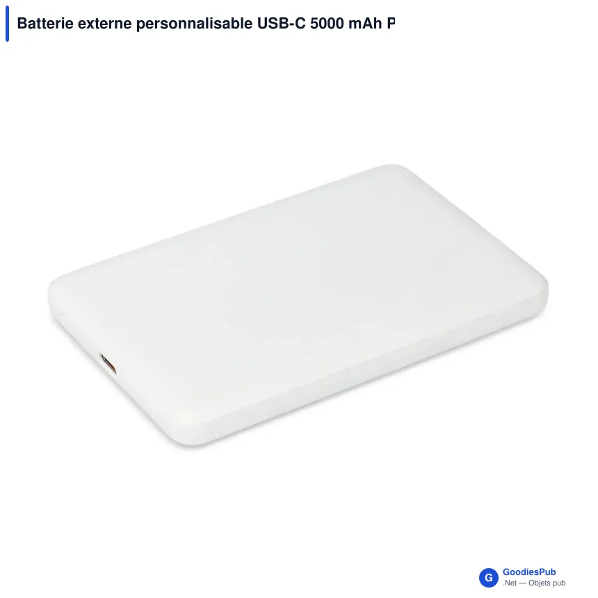 Batterie externe personnalisable USB-C 5000 mAh Power Delivery avec logo - Zenith - Image 2
