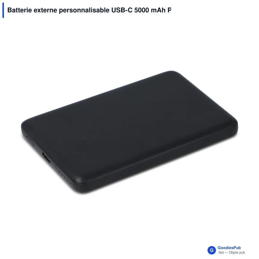 Batterie externe personnalisable USB-C 5000 mAh Power Delivery avec logo - Zenith - Image 3