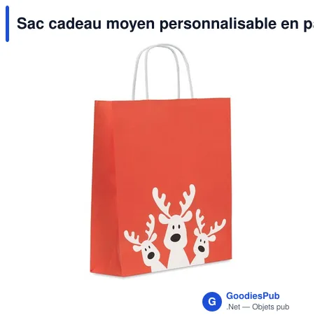 Sac cadeau moyen personnalisable en papier avec logo