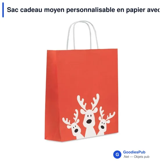 Sac cadeau moyen personnalisable en papier avec logo - Image 1