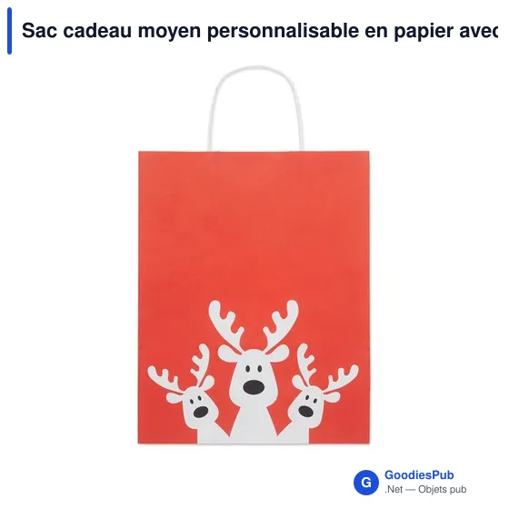 Sac cadeau moyen personnalisable en papier avec logo - Image 3