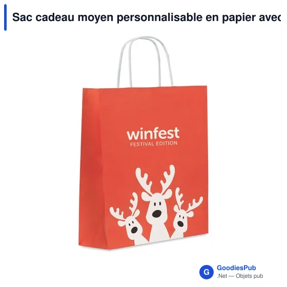 Sac cadeau moyen personnalisable en papier avec logo - Image 4