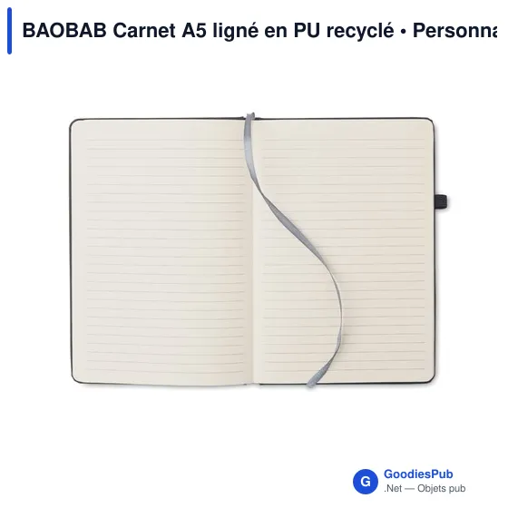 BAOBAB Carnet A5 ligné en PU recyclé - Image 8