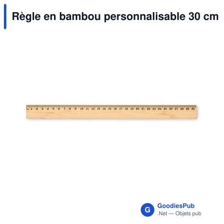 Règle en bambou personnalisable 30 cm avec logo