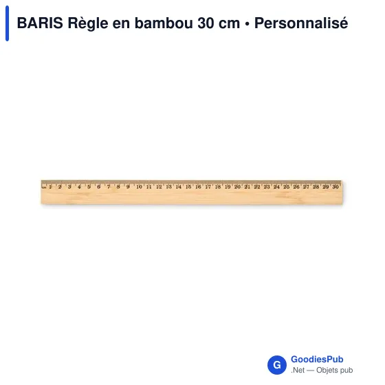 Règle en bambou personnalisable 30 cm avec logo - Image 1