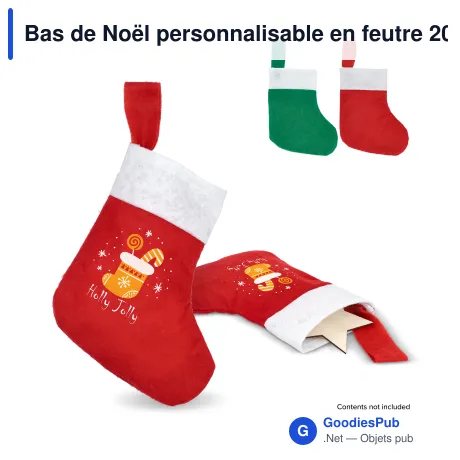 Bas de Noël personnalisable en feutre 20 cm avec logo - Petit format