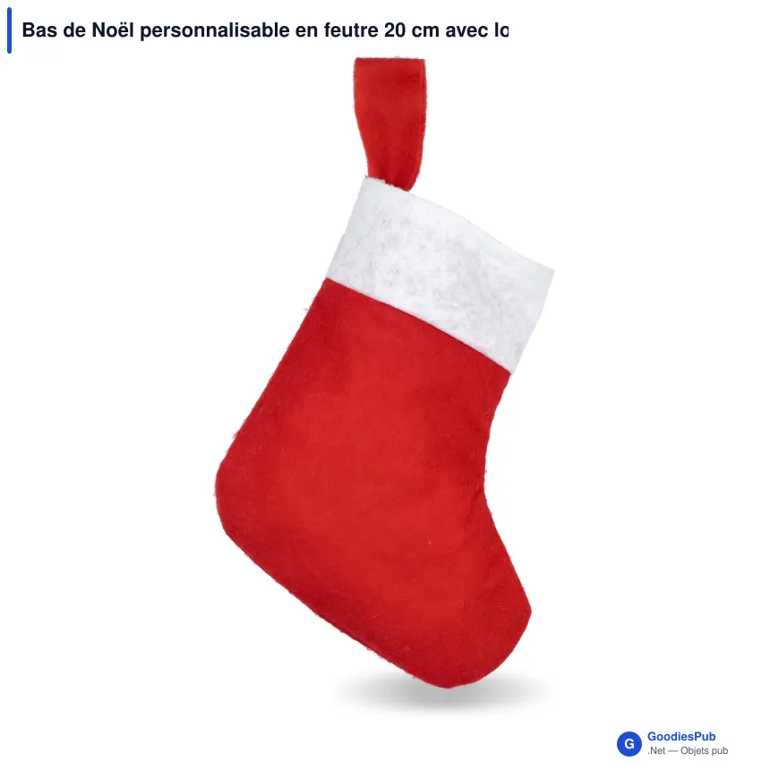 Bas de Noël personnalisable en feutre 20 cm avec logo - Petit format - Image 2