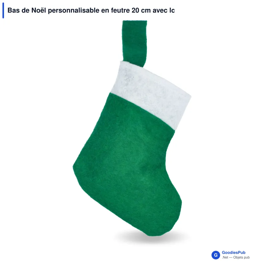 Bas de Noël personnalisable en feutre 20 cm avec logo - Petit format - Image 3