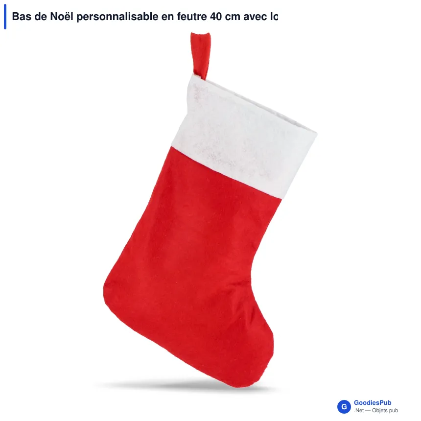 Bas de Noël personnalisable en feutre 40 cm avec logo - Grand format - Image 2
