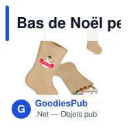Bas de Noël personnalisable aspect jute à coutures décoratives avec logo - 40 cm - Miniature 1