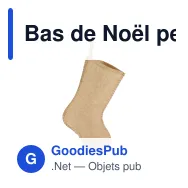 Bas de Noël personnalisable aspect jute à coutures décoratives avec logo - 40 cm - Miniature 2