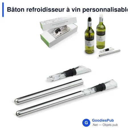 Bâton refroidisseur à vin personnalisable en inox avec logo - Argent