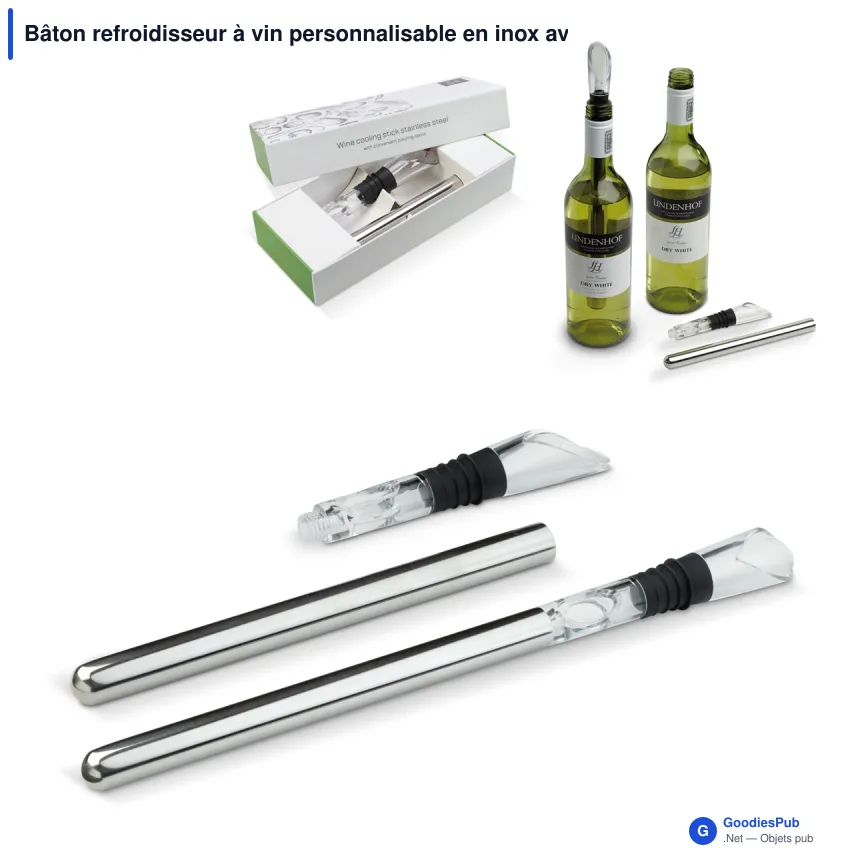Bâton refroidisseur à vin personnalisable en inox avec logo - Argent - Image 1