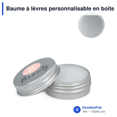 Baume à lèvres personnalisable en boîte ronde en aluminium recyclé avec logo - Alu