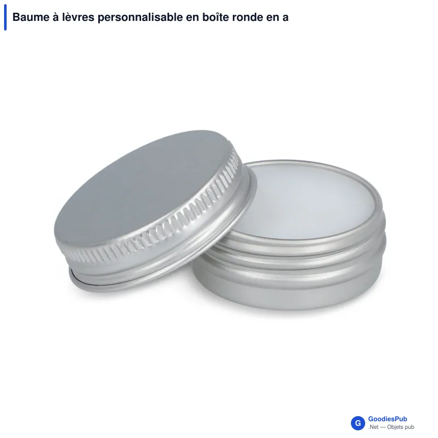 Baume à lèvres personnalisable en boîte ronde en aluminium recyclé avec logo - Alu - Image 2