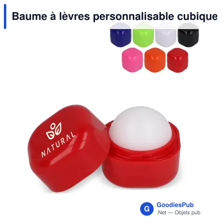 Baume à lèvres personnalisable cubique en ABS recyclé avec logo - Cube Eco