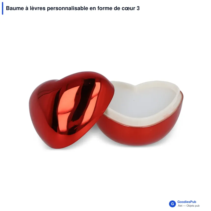Baume à lèvres personnalisable en forme de cœur 3D rouge métallisé avec logo - Love - Image 2