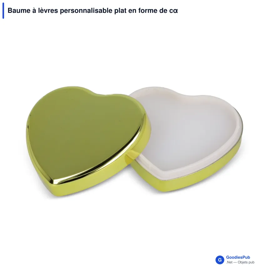 Baume à lèvres personnalisable plat en forme de cœur métallisé avec logo - Heart - Image 2