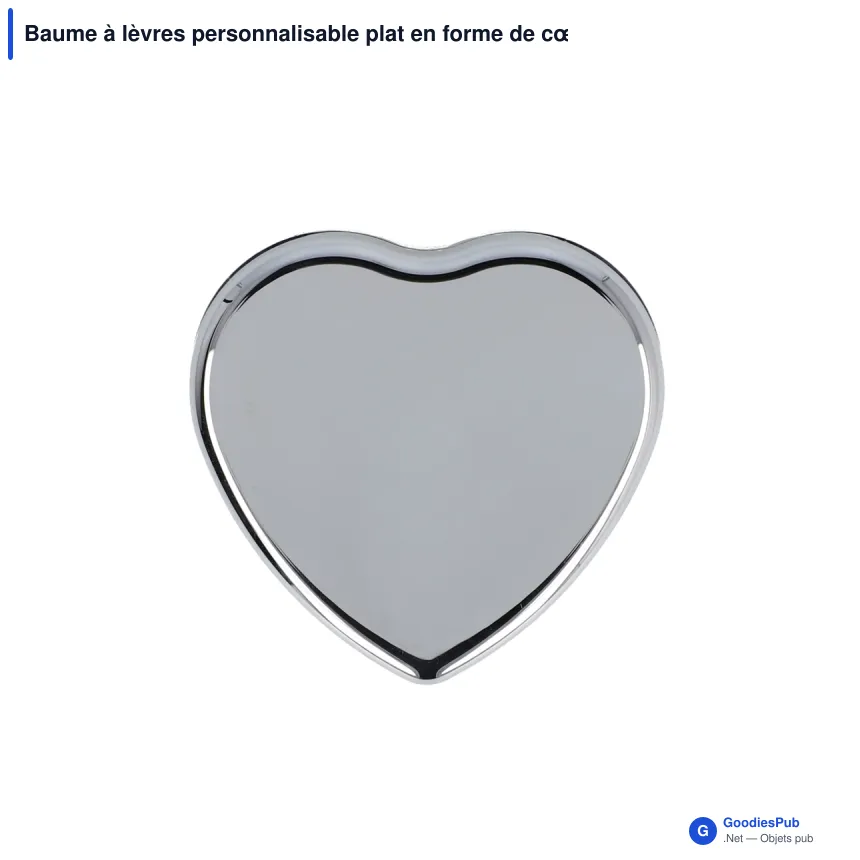 Baume à lèvres personnalisable plat en forme de cœur métallisé avec logo - Heart - Image 3
