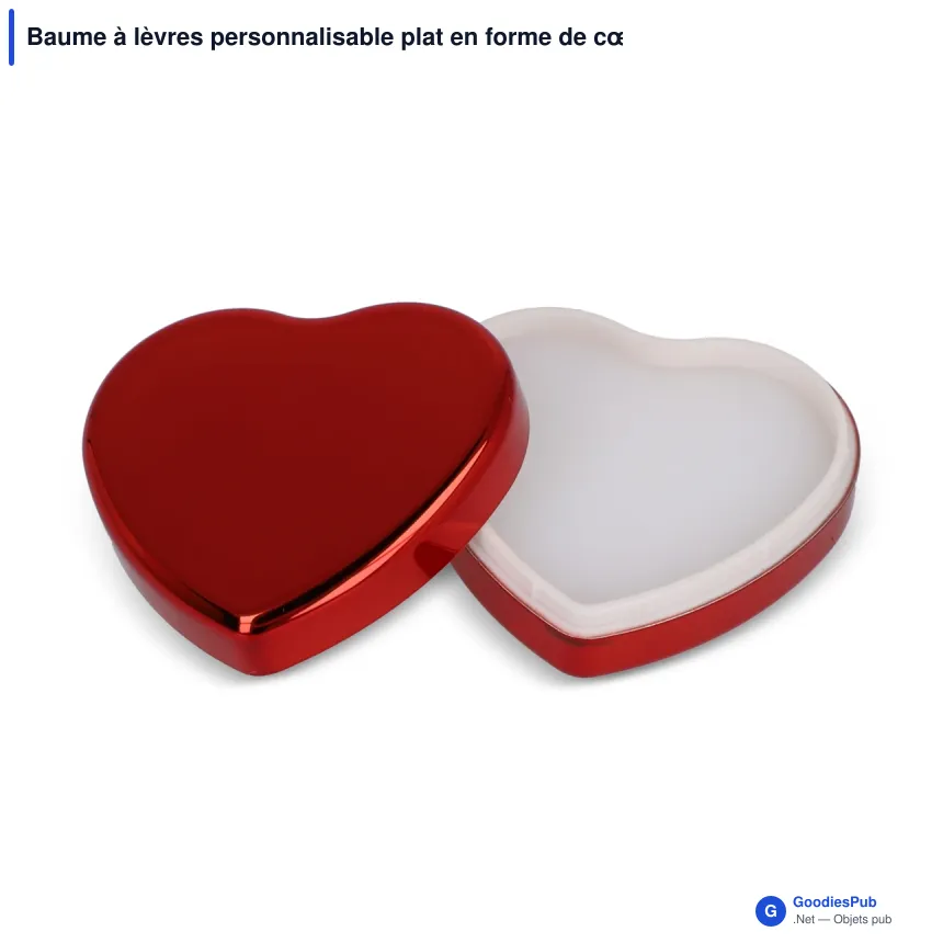 Baume à lèvres personnalisable plat en forme de cœur métallisé avec logo - Heart - Image 4