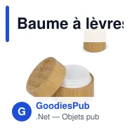 Baume à lèvres personnalisable en boîte ronde en bambou avec logo - Bambou - Miniature 1