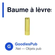 Baume à lèvres personnalisable Tarian avec logo - SPF15 - Miniature 1