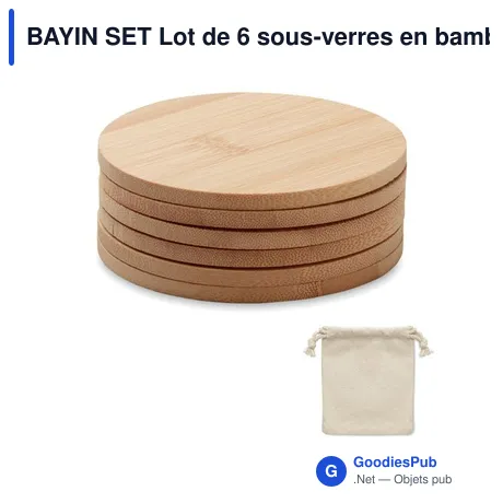 BAYIN SET Lot de 6 sous-verres en bambou