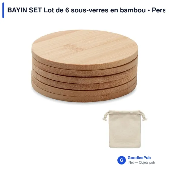 BAYIN SET Lot de 6 sous-verres en bambou - Image 1