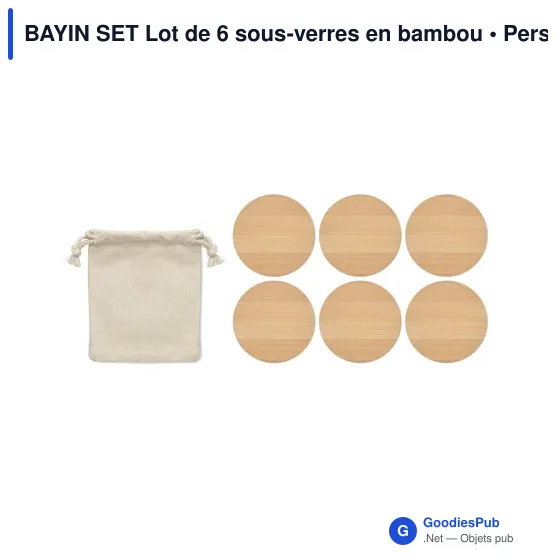 BAYIN SET Lot de 6 sous-verres en bambou - Image 2