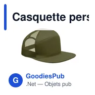 Casquette personnalisable à visière plate 7 pans avec logo - BEAD - Miniature 1