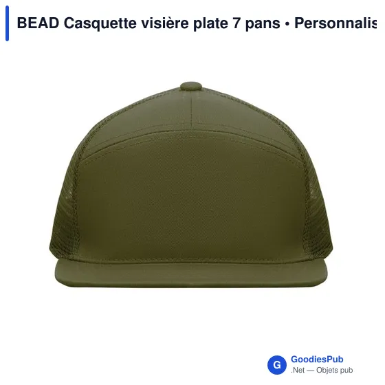 Casquette personnalisable à visière plate 7 pans avec logo - BEAD - Image 2