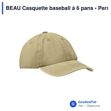 BEAU Casquette baseball à 6 pans