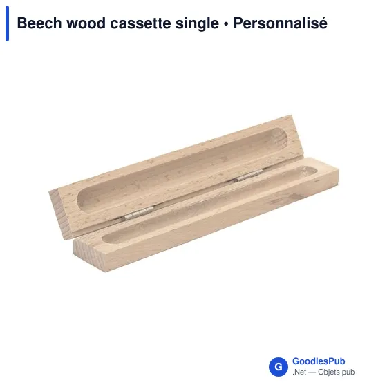 Cassette en bois personnalisable pour stylo avec logo - Beech wood cassette single - Image 2