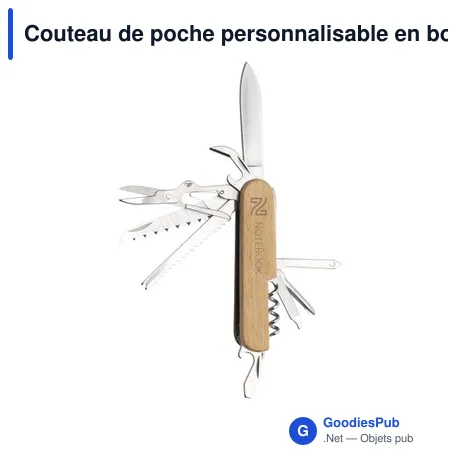 Couteau de poche personnalisable en bois avec logo - Beechwood