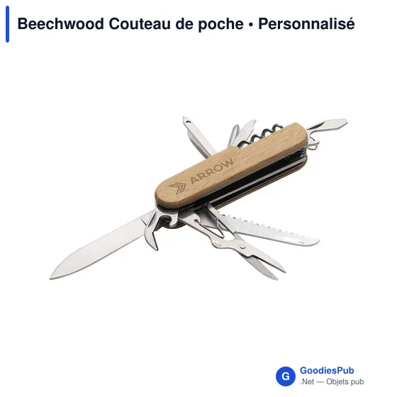 Couteau de poche personnalisable en bois avec logo - Beechwood - Image 3