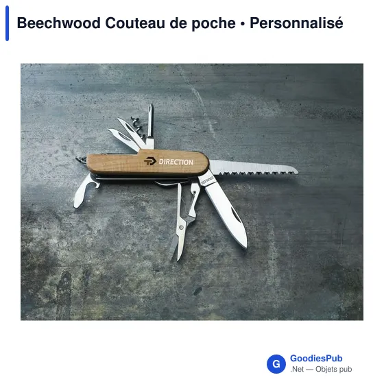 Couteau de poche personnalisable en bois avec logo - Beechwood - Image 4