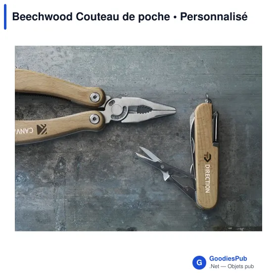 Couteau de poche personnalisable en bois avec logo - Beechwood - Image 5