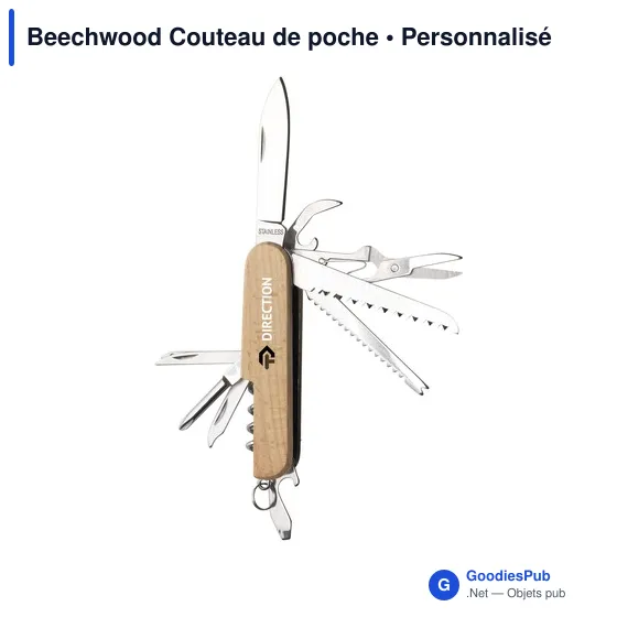 Couteau de poche personnalisable en bois avec logo - Beechwood - Image 9