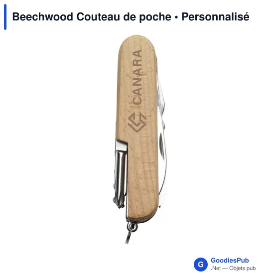 Couteau de poche personnalisable en bois avec logo - Beechwood - Image 10