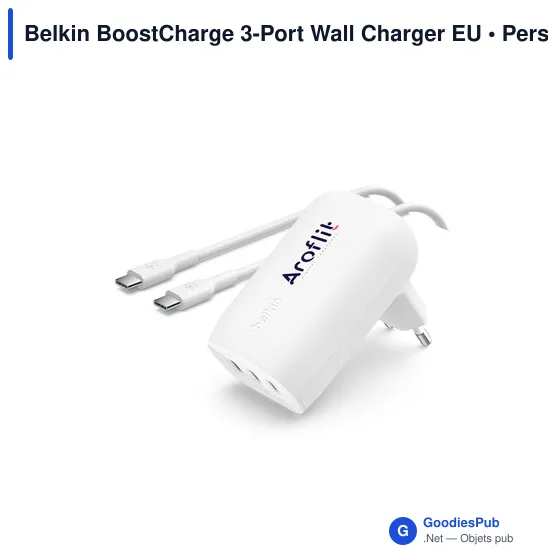 Chargeur mural 3 ports personnalisable Belkin avec logo - Image 4