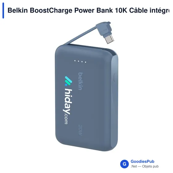 Batterie externe personnalisable Belkin BoostCharge Power Bank 10K avec logo - Image 2