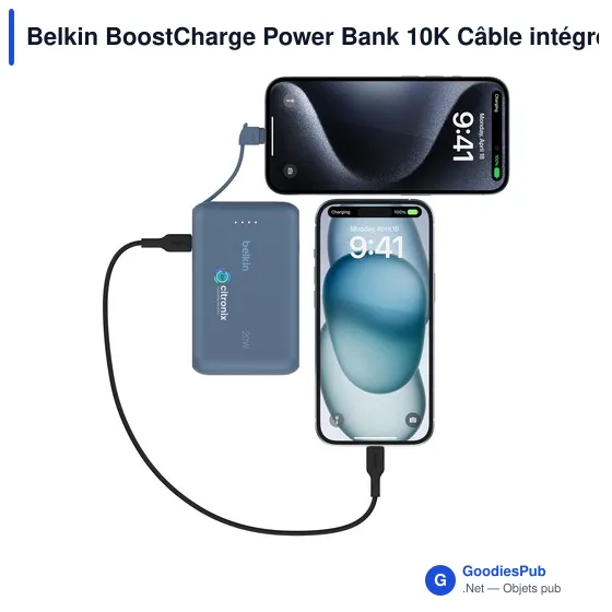 Batterie externe personnalisable Belkin BoostCharge Power Bank 10K avec logo - Image 6