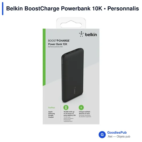 Powerbank personnalisable Belkin BoostCharge 10K avec logo - Image 4