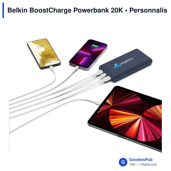 Powerbank personnalisable Belkin BoostCharge 20K avec logo - Image 5