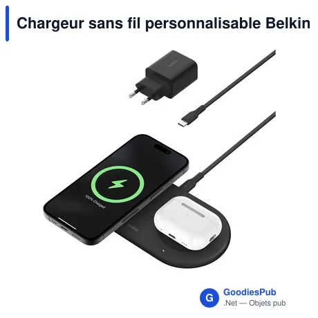Chargeur sans fil personnalisable Belkin BoostCharge Pro 2-en-1 avec logo
