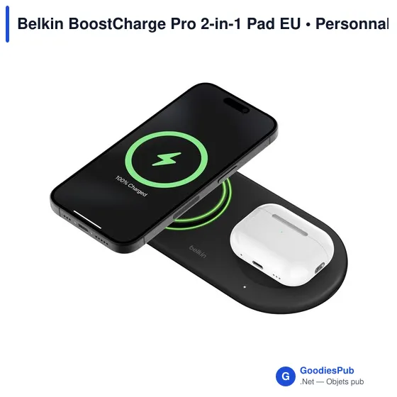 Chargeur sans fil personnalisable Belkin BoostCharge Pro 2-en-1 avec logo - Image 4